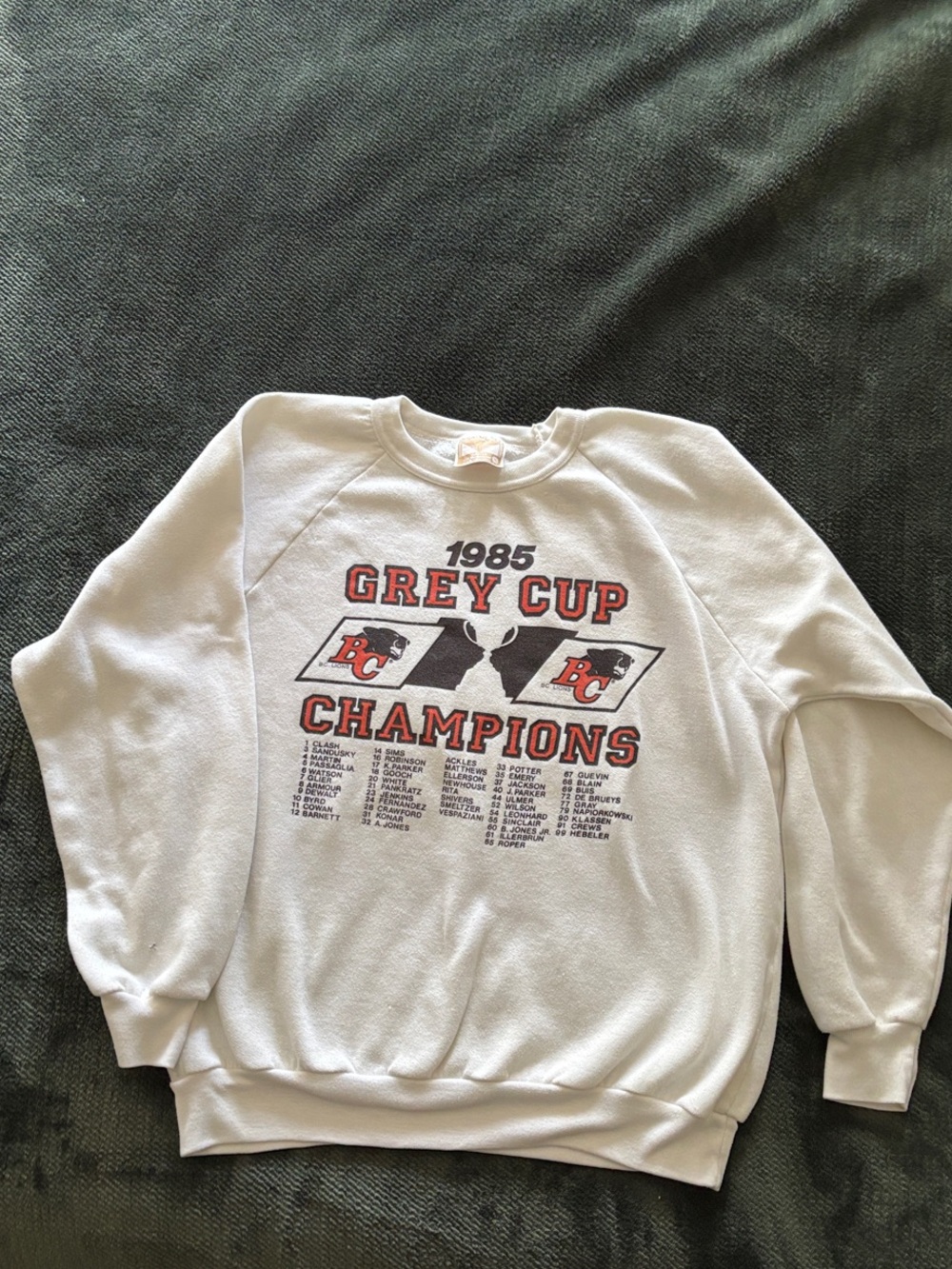 Vintage 1985 Grey Cup Champions Graphic Crewneck Sweatshirt - White